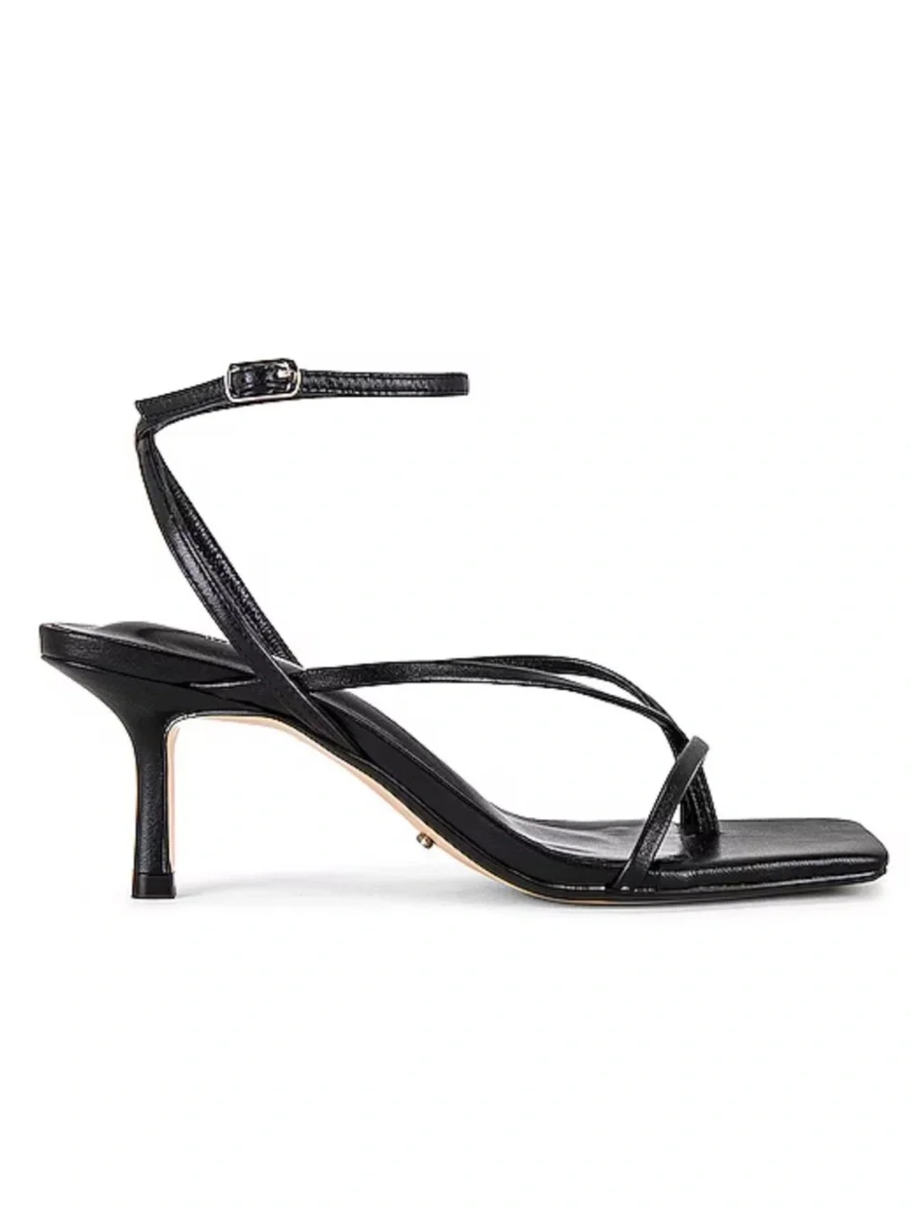 Tony Bianco Avi Black Nappa Leather Square Toe Strappy Sandal